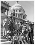 Mickey Leland with students of HISD Westbury High School on the steps of the Capitol 3/15/1979 by The Mickey Leland Papers & Collection Addendum. (Texas Southern University, 2018)