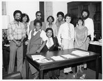 Mickey Leland with office Personnel ; Mike Hudson ; Keith Wade ; Unknown others by The Mickey Leland Papers & Collection Addendum. (Texas Southern University, 2018)