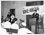 Mickey Leland, Mike Epstein Bike Aid ; 1987 by The Mickey Leland Papers & Collection Addendum. (Texas Southern University, 2018)