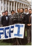 Mickey Leland ; Ron Dellums, others on congress lawn for South Africa Override of President Reagan's Veto of South Africa Sanctions bill by The Mickey Leland Papers & Collection Addendum. (Texas Southern University, 2018)