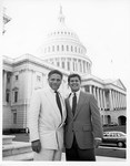 Mickey Leland with Newt Gringrich Todd Franfurt on steps of Capitol by The Mickey Leland Papers & Collection Addendum. (Texas Southern University, 2018)