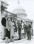 Mickey Leland with students on steps on U.S. Congress by The Mickey Leland Papers & Collection Addendum. (Texas Southern University, 2018)