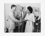 Mickey Leland; Alison Leland with Larry Hagman; Jean Stapleton ; Jim Wright ; Unknown others;8/23/1983 by The Mickey Leland Papers & Collection Addendum. (Texas Southern University, 2018)